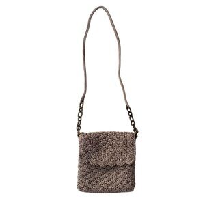 The Sak Crochet Mini Crossbody Bag Taupe Nutmeg